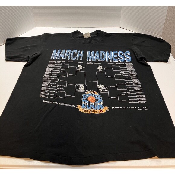 VTG Stedman 1991 NCAA Final Four Basketball TShirt Duke UNC Kansas UNLV Size LG - Picture 1 of 9